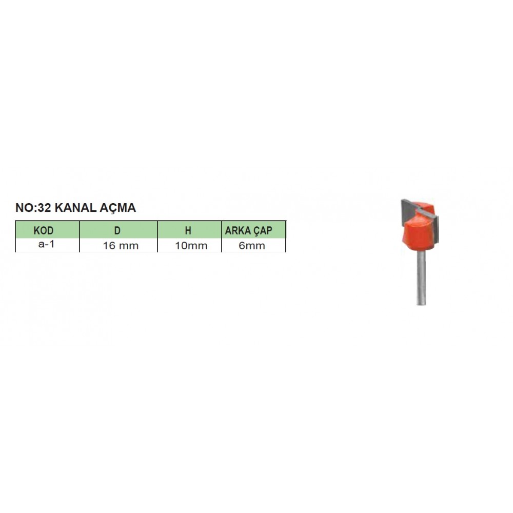 FREZE KANAL AÇMA 6 mm NO:32