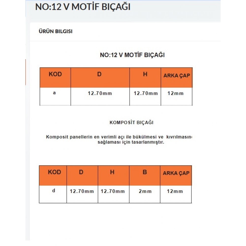 FREZE MOTİF V  BIÇAK NO:12