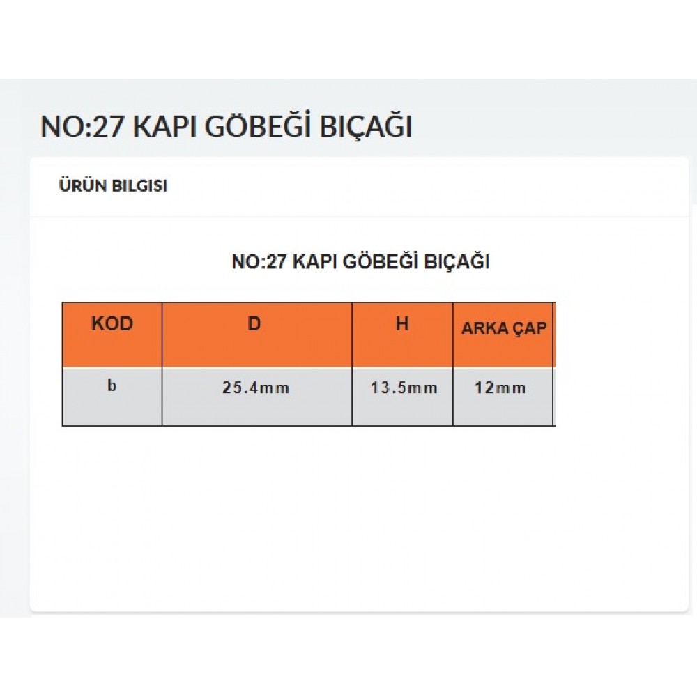 FREZE KAPI GÖBEGİ BIÇAGI NO:27