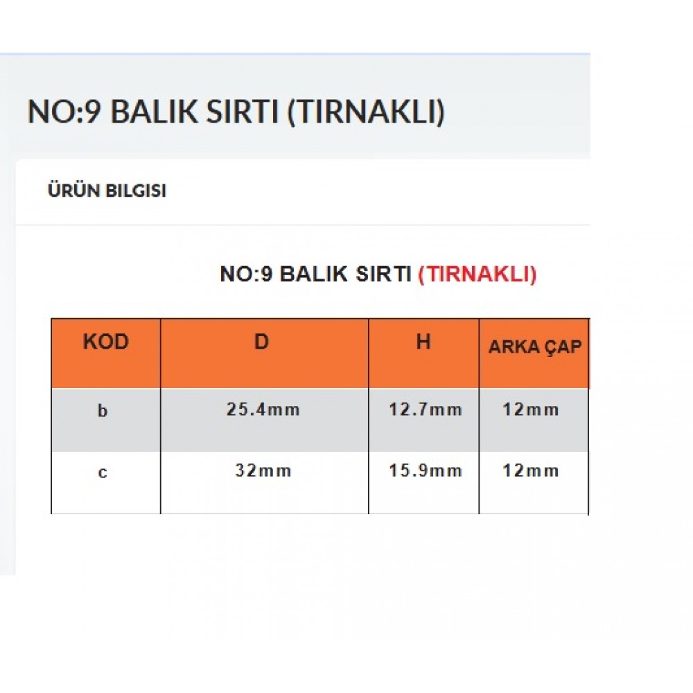 FREZE BALIK SIRTI TIRNAKLI NO:9