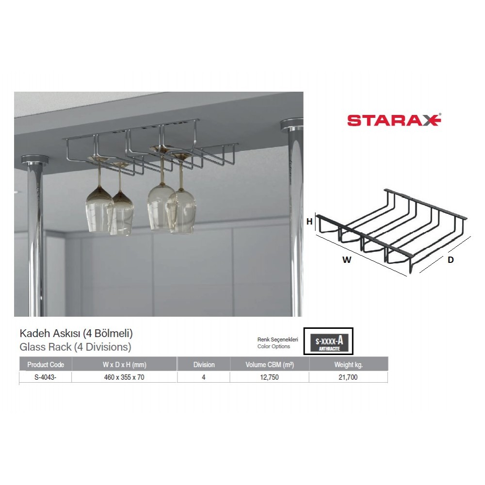 KADEH ASKISI 4 BÖLMELİ S-4043-(Antrasit) KADEH ASKISI 4 BÖLMELİ S-4043-(Antrasit)