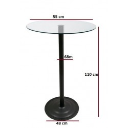 Masa Bar Masası Bistro Cafe Cam Yuvarlak Kokteyl 110 CM Masa Bar Masası Bistro Cafe Cam Yuvarlak Kokteyl 110 CM