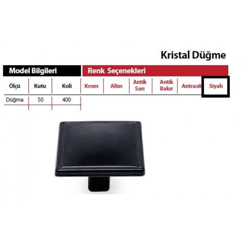 TEKLİ KRİSTAL KARE DÜGME